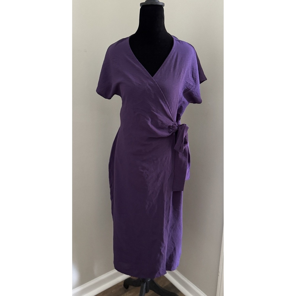 Wrap Dress Plum Size Large Joie De Vivre Office Professional
